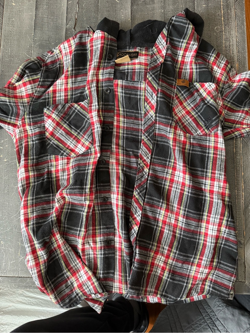 Rocawear Black, Red & White Plaid Button-Up Shirt Jacket